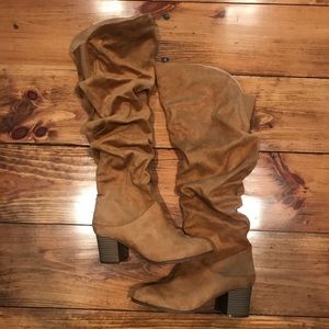 Wide calf heeled boots